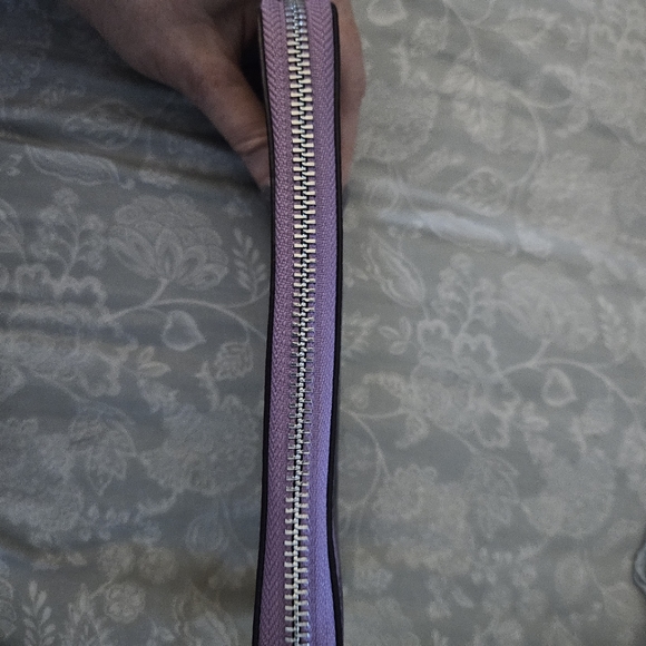 Purple, pink, blue, and black tartan print Coach wallet - Picture 5 of 7